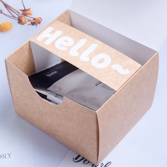 FSC Bolsa de residuos de papel de pulpa de bambú Kraft marrón reciclado personalizado Té Café Jabón cosmético Utensilio de cocina Esponja Producto de ropa Embalaje de regalo Caja de cartón