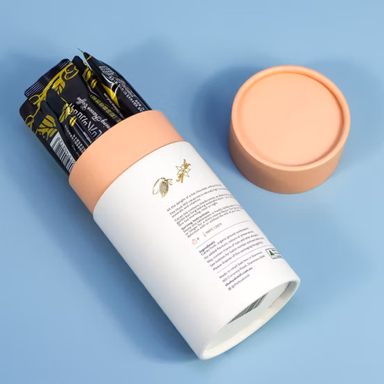 Firstsail Muestra gratuita Cilindro de lujo Tubo de papel de cartón Caja de embalaje de calidad alimentaria para grano de café Proteína en polvo Especias Sal Goma Té rojo